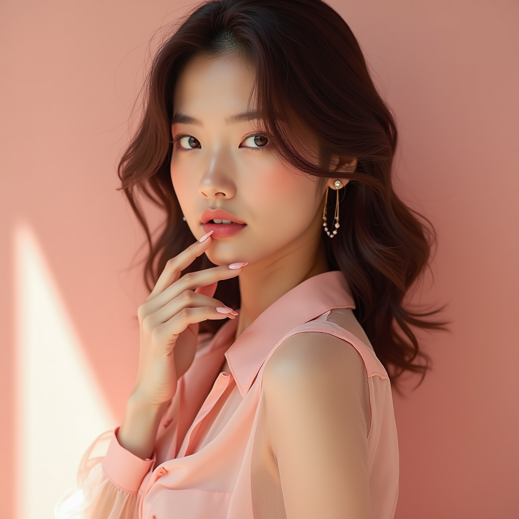 Rose quartz veil nails — romantic editorial